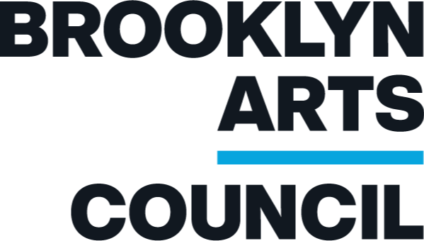 A modern black and blue text-based logo that reads BROOKLYN ARTS COUNCIL, with a blue underline under ARTS.